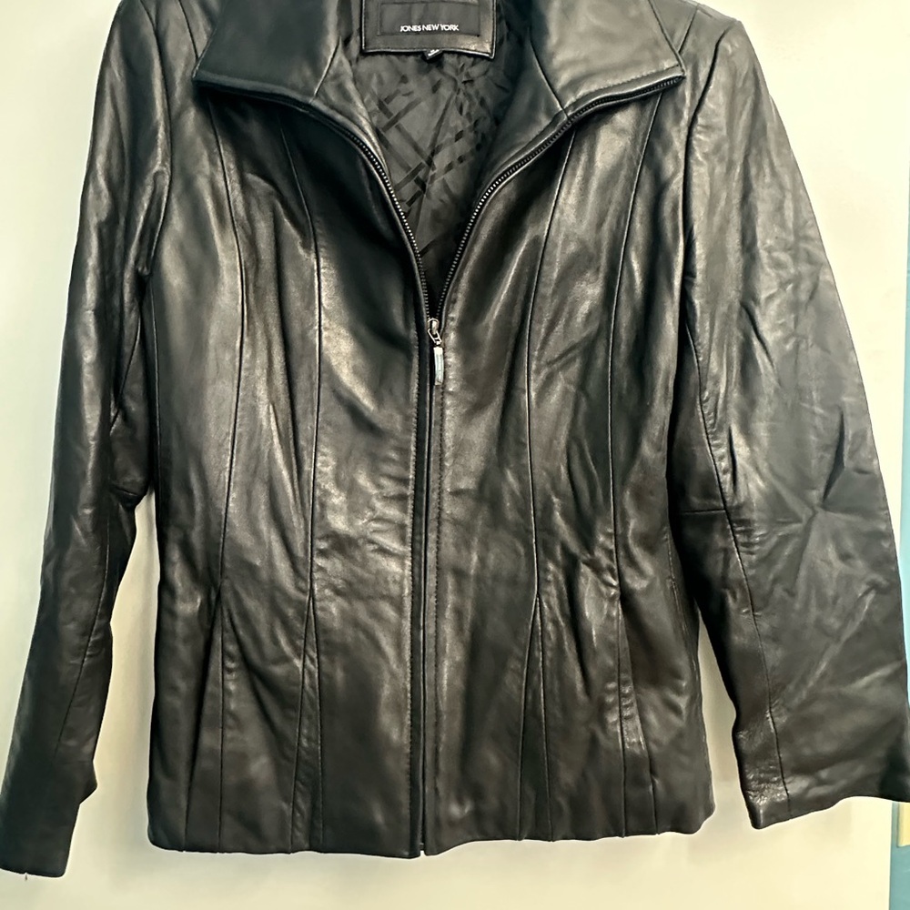Jones New York Black Leather Jacket for Women
